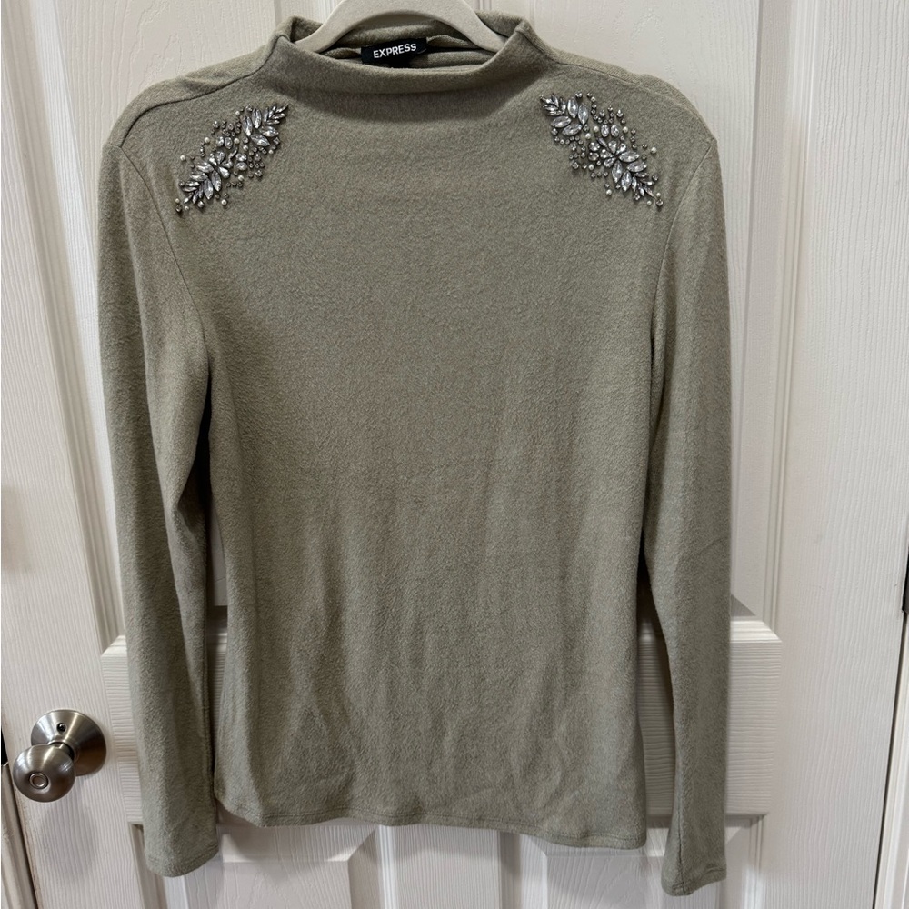 Express sweater with jeweled detail